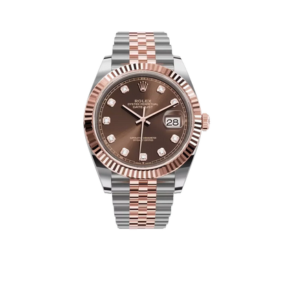 Datejust 41MM 126331 Chocolate Diamond Dial Fluted Bezel Two Tone Rose Gold Jubilee Bracelet