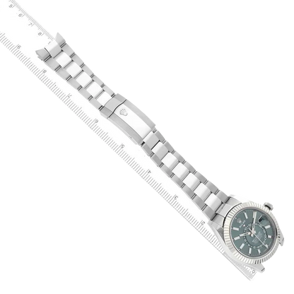 Sky-Dweller 42mm Steel White Gold Green Dial Mens Watch 336934