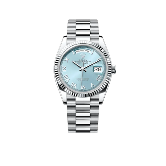 President Day-Date 36mm Platinum Ice Blue Mens Watch 128236-0008