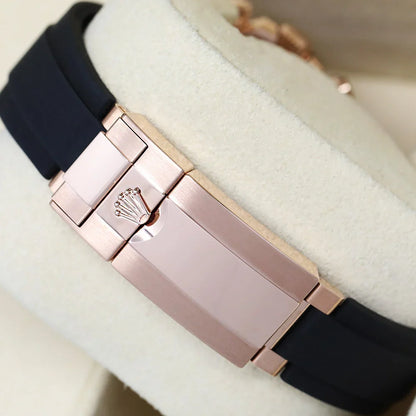 Daytona 40mm Rose Gold Black Diamond Dial Oysterflex Rubber Strap M116515LN-0057