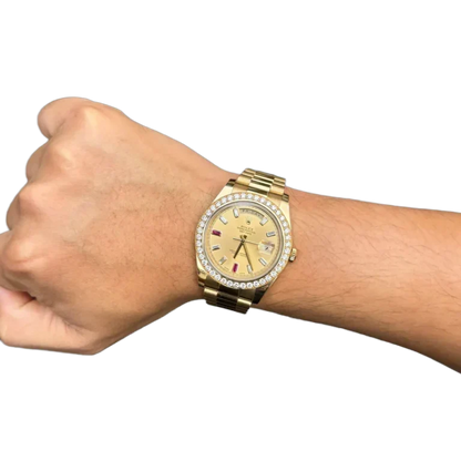 President Day-date II 41mm 218348 18k Yellow Gold Baguette Diamond & Ruby Dial
