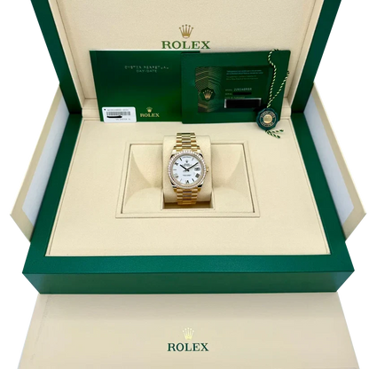 Day-Date 40 228348RBR Yellow Gold Diamond Bezel White Dial