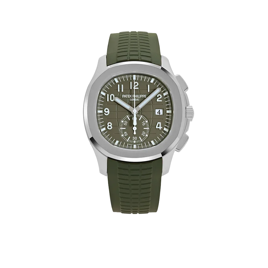Aquanaut 42mm 5968G-010 Chronograph White Gold Khaki Green Dial