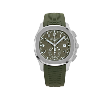 Aquanaut 42mm 5968G-010 Chronograph White Gold Khaki Green Dial