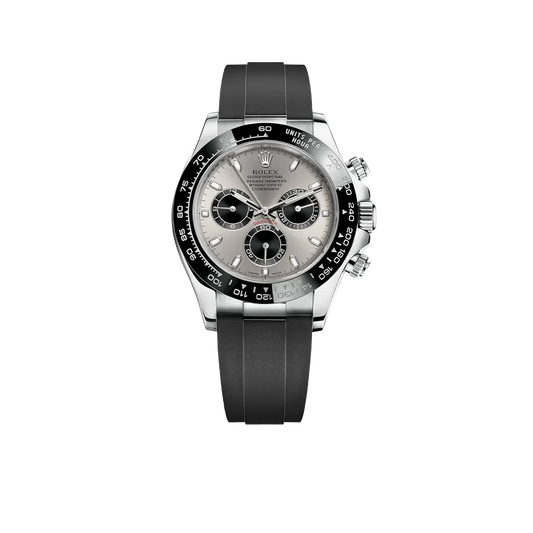 Daytona 40mm 116519 White Gold Steel Index Black Oysterflex Rubber Strap