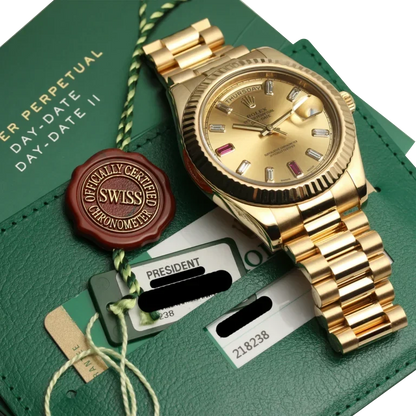 President Day-Date II 41mm 218238 18k Yellow Gold & Ruby Dial
