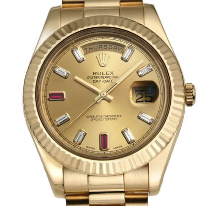 President Day-Date II 41mm 218238 18k Yellow Gold & Ruby Dial