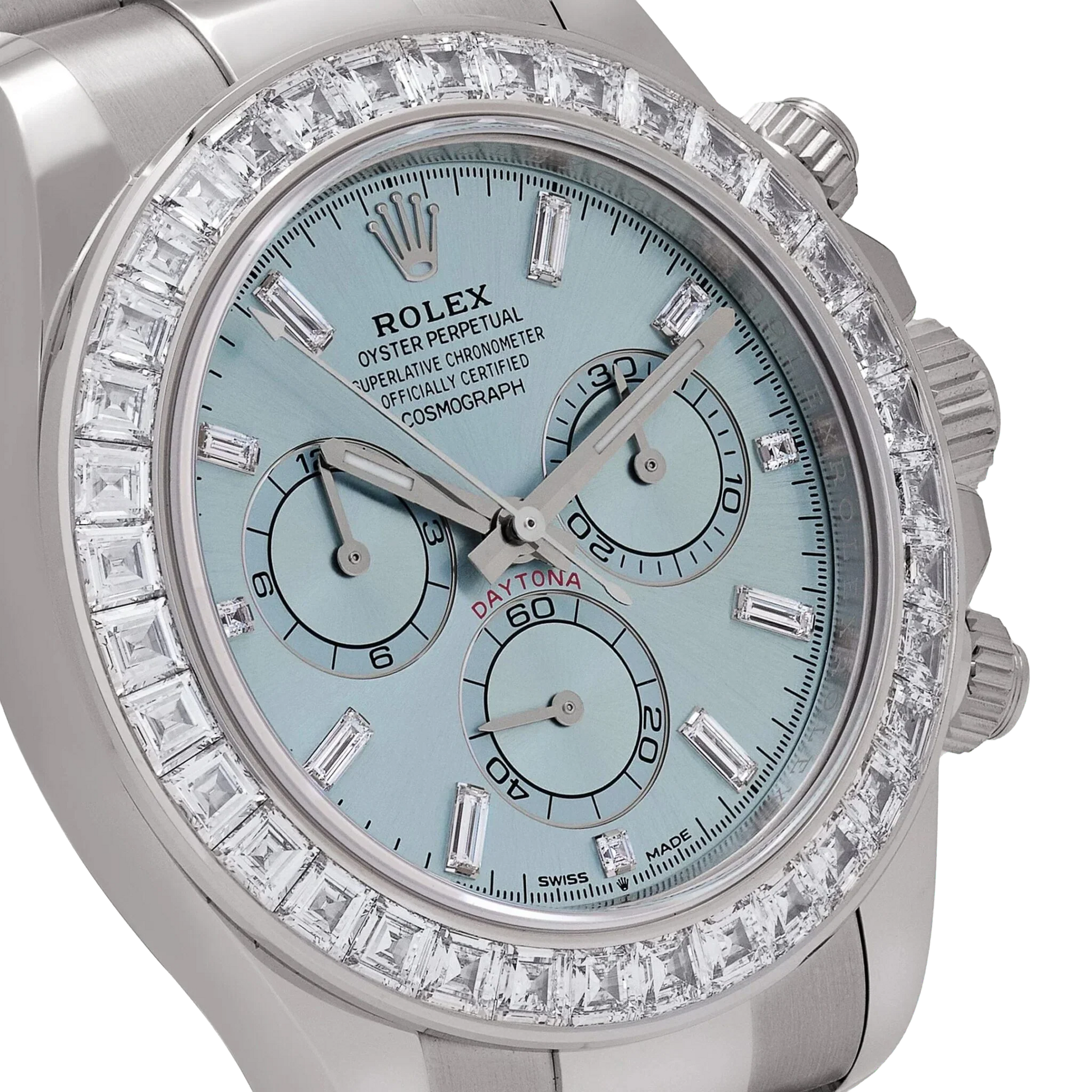 Daytona 126576TBR Platinum Ice Blue Diamond Dial Diamond Bezel