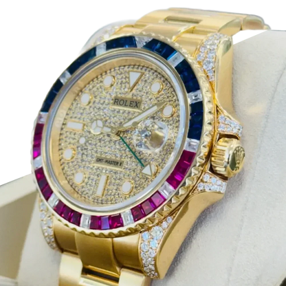 GMT-Master II 40mm Yellow Gold Pepsi Bezel Diamond Set Watch 116718LN