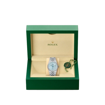 Land-Dweller Oyster 40mm Platinum & Diamonds Ice Blue Honeycomb Motif Dial M127386TBR-0001