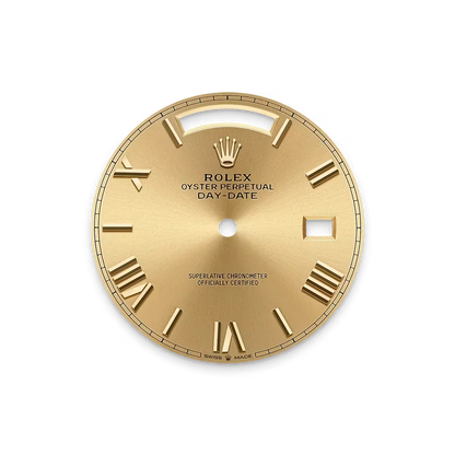 Day-Date 40 228348RBR Yellow Gold Diamond Bezel Champagne Roman Dial