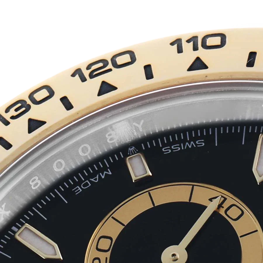 Daytona 40mm Steel Yellow Gold Black Dial Mens Watch 126503