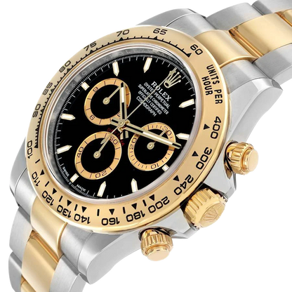 Daytona 40mm Steel Yellow Gold Black Dial Mens Watch 126503