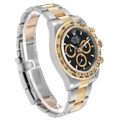 Daytona 40mm Steel Yellow Gold Black Dial Mens Watch 126503