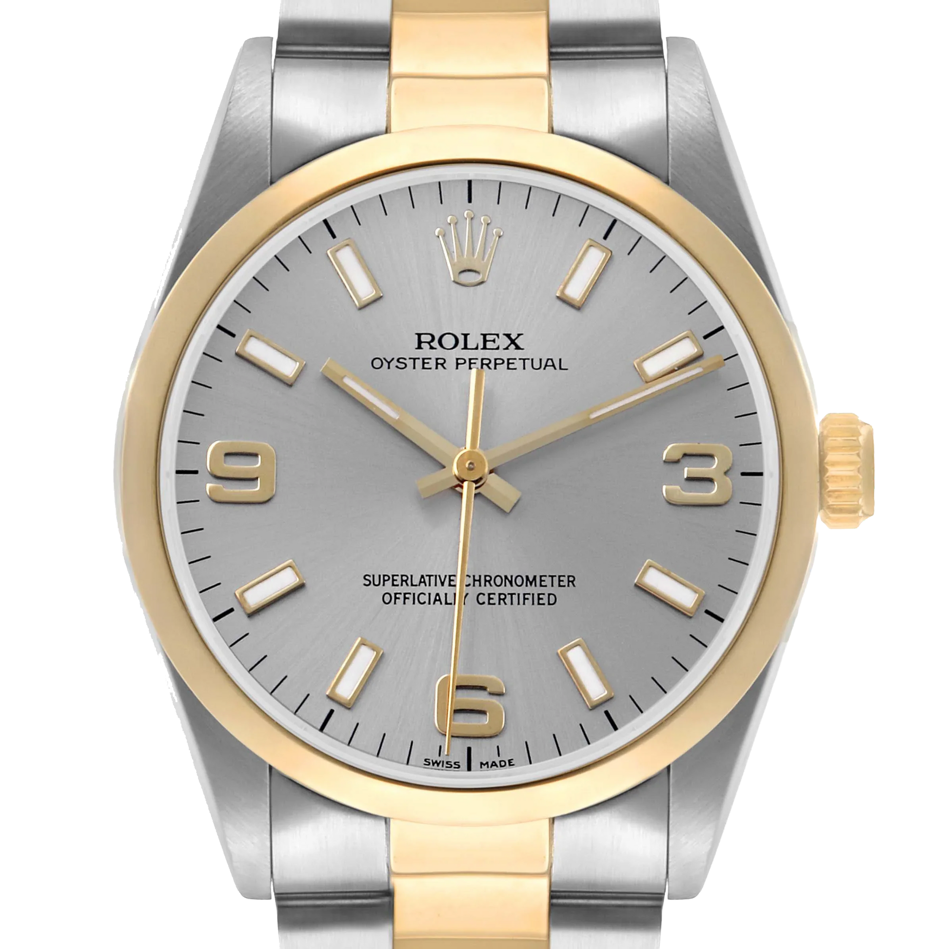 Oyster Perpetual 34mm Steel Yellow Gold Slate Dial Mens Watch 14203