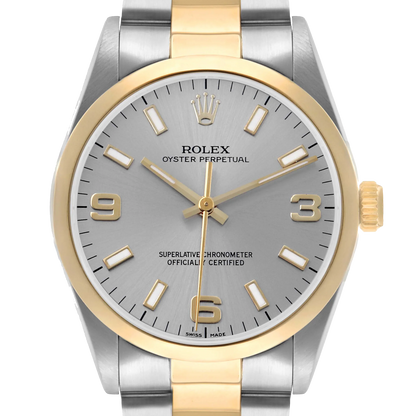 Oyster Perpetual 34mm Steel Yellow Gold Slate Dial Mens Watch 14203