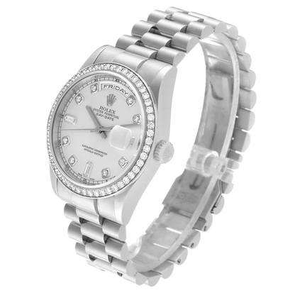 President Day-Date 36mm Platinum Diamond Mens Watch 118346