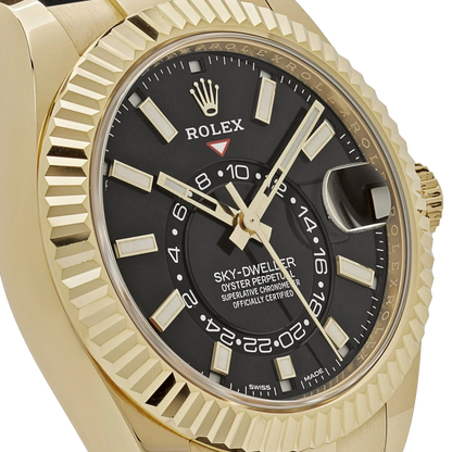 Sky-Dweller 42mm Yellow Gold Bright Black Dial 336238