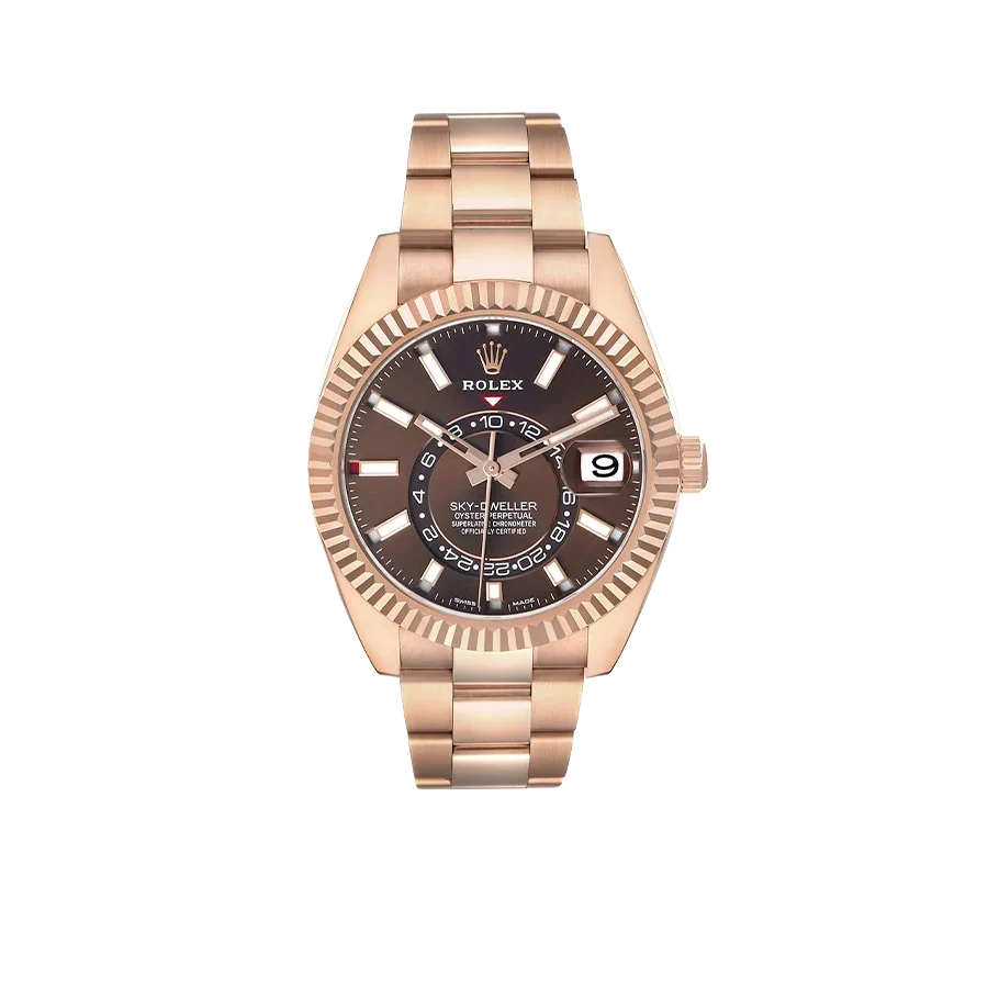 Sky-Dweller 42mm Rose Gold Chocolate Brown Dial Mens Watch 326935