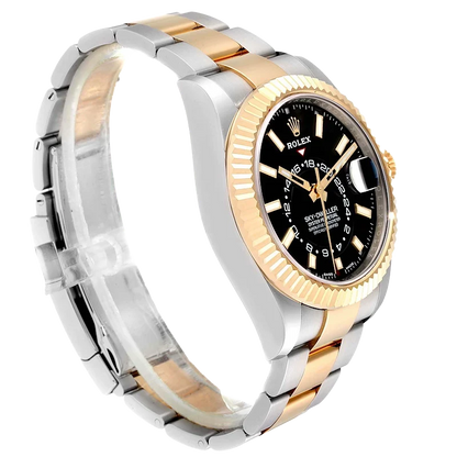 Sky Dweller 42mm Yellow Gold Steel Black Dial Mens Watch 326933