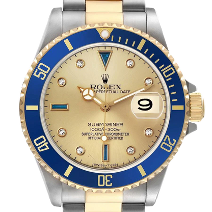 Submariner Steel Yellow Gold 40mm Diamond Serti Mens Watch 16613