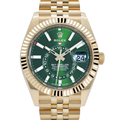 Sky-Dweller 42mm Yellow Gold Bright Green Dial Jubilee 336938 (2025)
