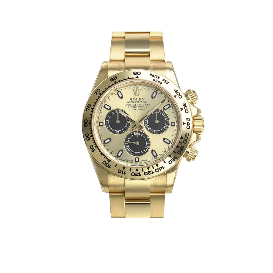 Daytona 40mm Yellow Gold Champagne Black Dial 116508